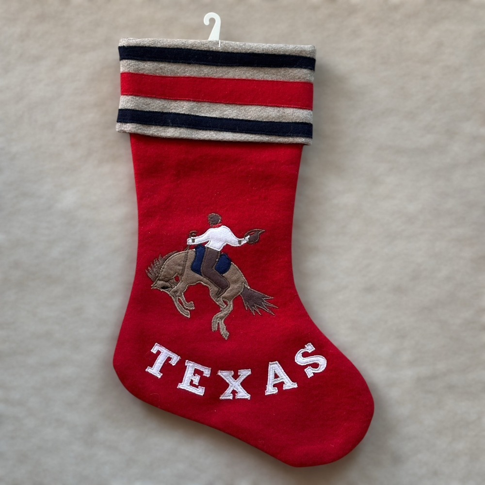 St Nicholas Square‎ Christmas Stocking 18 Inch Texas Cowboy Red White Blue